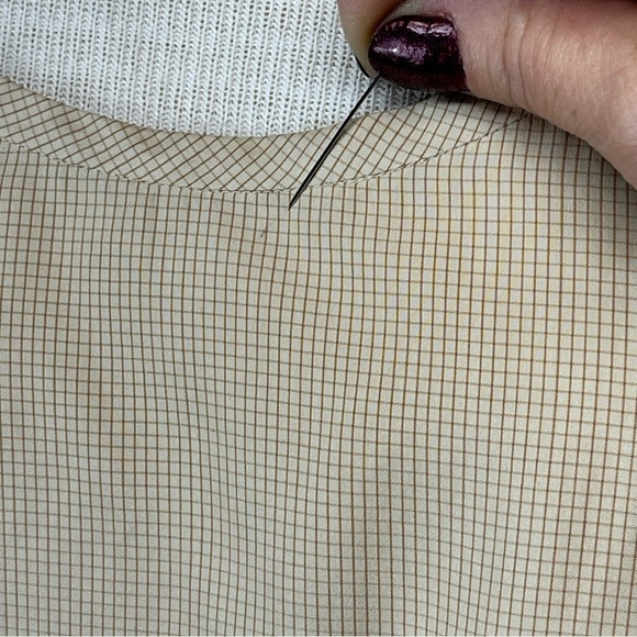 Ralph Lauren Collection 100% Silk Tank Tonal Cream Grid Women Small Oversized - Picture 4 of 4